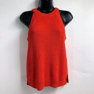 Madewell Women's Valley Knit Ribbed‎ Cotton High Neck Sweater Tank Size XS